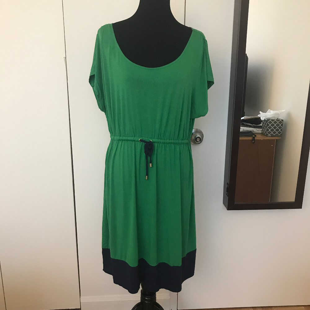 Green Dress with blue accents